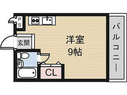 レーヴ小若江(ワンルーム/4階)の間取り写真