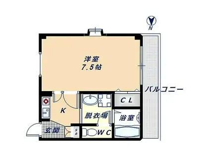 アデレード長田(1K/1階)の間取り写真