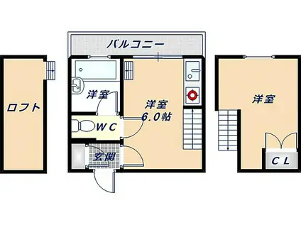 ベルジュネス(1K/1階)の間取り写真