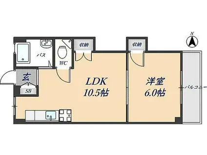 山本北コーポラス1号(1LDK/3階)の間取り写真
