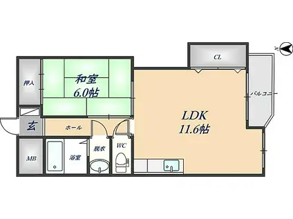 くさかマンション(1LDK/4階)の間取り写真