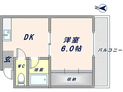 サンコート小澤(1DK/3階)の間取り写真