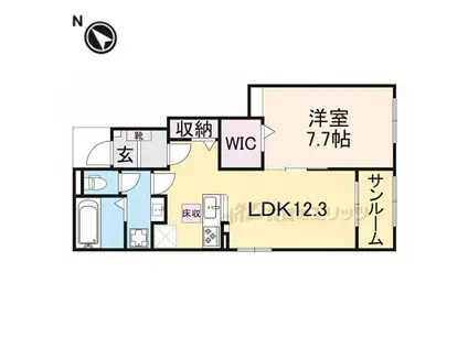 JR山陰本線 八木駅 徒歩3分 2階建 新築(1LDK/1階)の間取り写真
