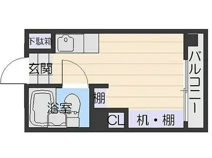 近鉄奈良線 八戸ノ里駅 徒歩22分 4階建 築45年(ワンルーム/3階)の間取り写真