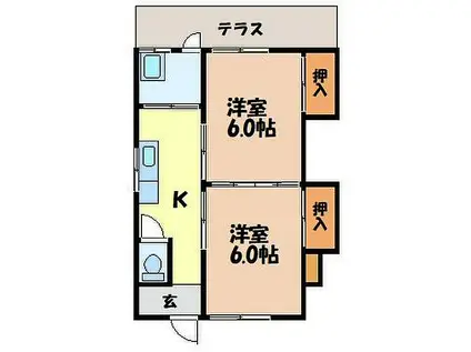 サンビート坂本(2K/1階)の間取り写真