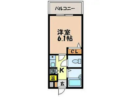 グランピアマンション長崎(1K/8階)の間取り写真