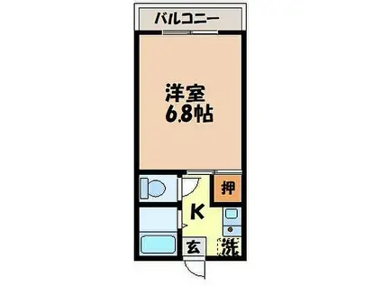 横道ビル(1K/2階)の間取り写真