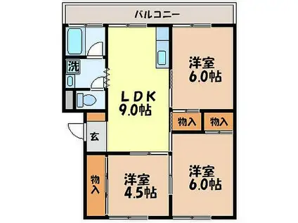 昭和グリーンハイツ(3LDK/1階)の間取り写真
