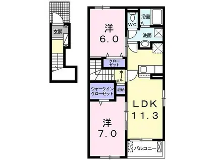 島原鉄道 本諫早駅 徒歩13分 2階建 築3年(2LDK/2階)の間取り写真