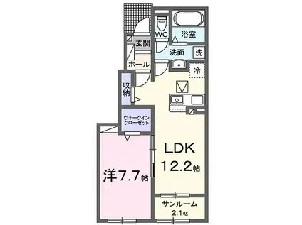 ラカリアA(1LDK/1階)の間取り写真