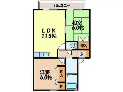 セジュールマリモIII(2LDK/1階)の間取り写真