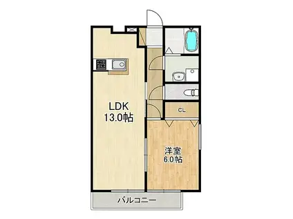 GRACE HIRAYAMA A棟(1LDK/1階)の間取り写真