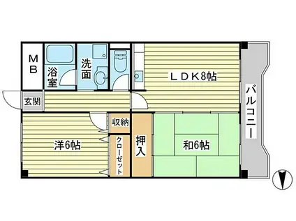相生中村コーポ(2LDK/2階)の間取り写真