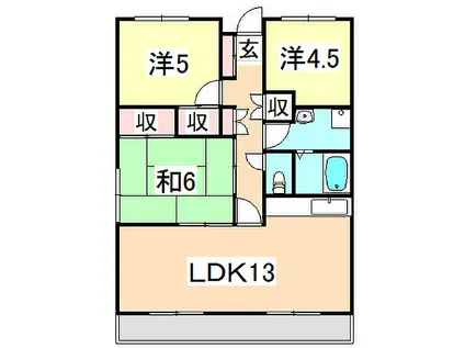 メゾン立岡A棟(3LDK/1階)の間取り写真