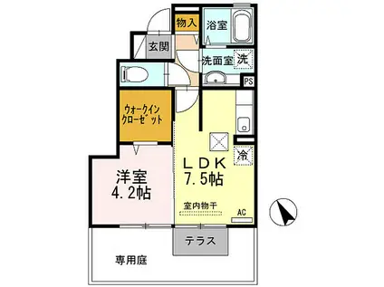 セジュールAMIKAIII(1DK/1階)の間取り写真