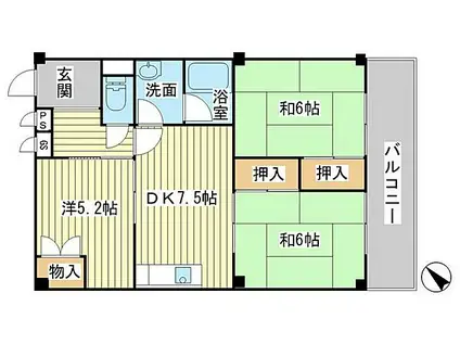 セントラル向陽台(3DK/3階)の間取り写真