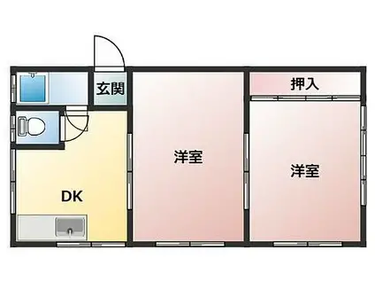 JR山陽本線 網干駅 徒歩25分 2階建 築40年(2DK/2階)の間取り写真