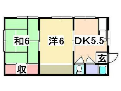 JR山陽本線 網干駅 徒歩27分 2階建 築45年(2DK/2階)の間取り写真