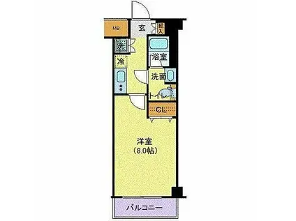 メイクスデザイン三宿(1K/2階)の間取り写真