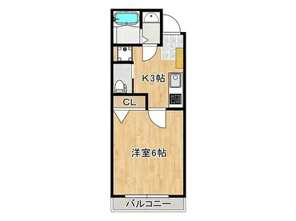 広島電鉄1系統 宇品二丁目駅 徒歩8分 3階建 築3年(1K/2階)の間取り写真