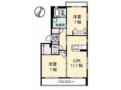 JR芸備線 戸坂駅 徒歩13分 3階建 築16年(2LDK/2階)の間取り写真
