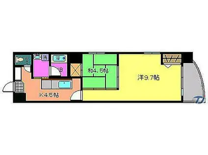 広島電鉄2系統 土橋駅(広島) 徒歩3分 10階建 築18年(2K/10階)の間取り写真