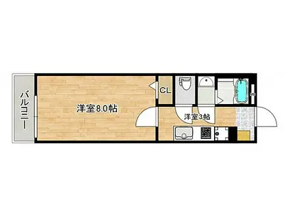 JR山陽本線 天神川駅 徒歩4分 4階建 築2年(1K/1階)の間取り写真