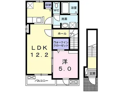 JR可部線 河戸帆待川駅 徒歩68分 2階建 築5年(1LDK/2階)の間取り写真
