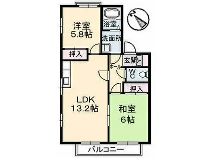JR芸備線 戸坂駅 徒歩19分 2階建 築30年(2LDK/2階)の間取り写真