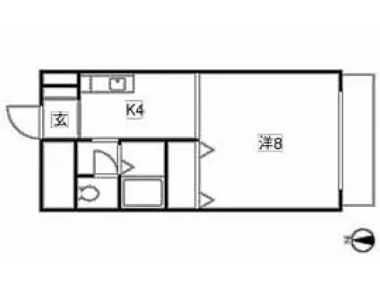JR山陽本線 天神川駅 徒歩8分 4階建 築31年(1K/1階)の間取り写真