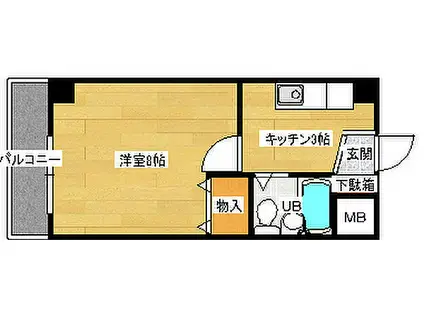 広島電鉄5系統 比治山橋駅 徒歩2分 7階建 築38年(1K/6階)の間取り写真