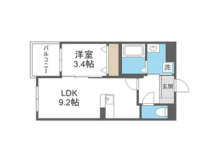 プレステージ清水(1LDK/2階)の間取り写真