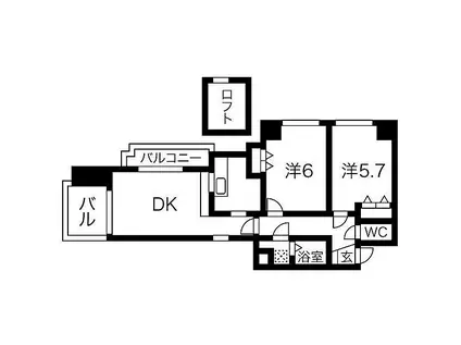 ニッセイ・ディーセント小笹(2LDK/7階)の間取り写真