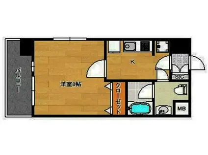 ピュアドームブライトン博多(1K/7階)の間取り写真