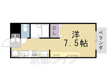 阪急嵐山線 上桂駅 徒歩2分 2階建 築25年(1K/1階)の間取り写真