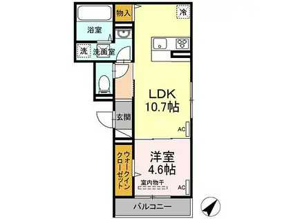 D-RESIDENCE多治米S(1LDK/1階)の間取り写真