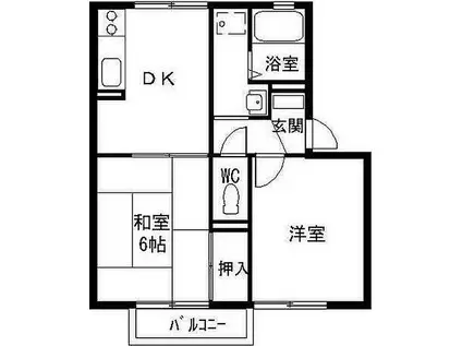 メゾンドール引野(2DK/1階)の間取り写真