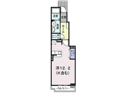 JR山陽本線 福山駅 徒歩46分 2階建 築13年(ワンルーム/1階)の間取り写真