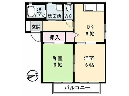 シャーメゾン A棟(2DK/1階)の間取り写真