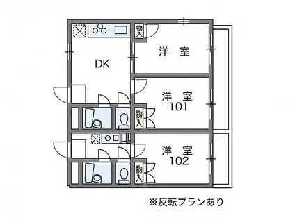 レオパレスRX寺町(2DK/2階)の間取り写真