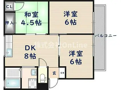 カドリール角野(3DK/2階)の間取り写真