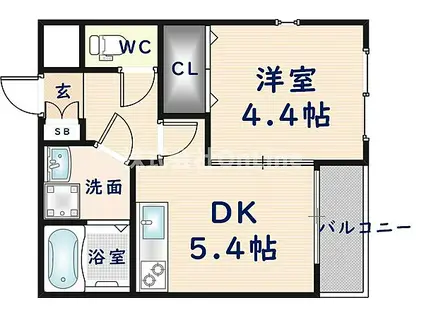 フウキパレス山本(1DK/1階)の間取り写真