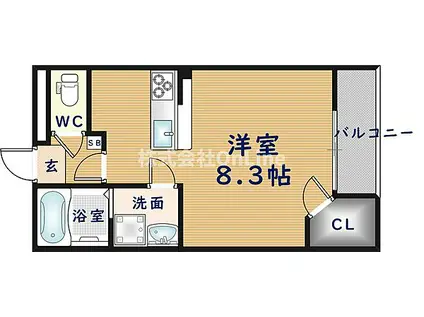 JR関西本線 八尾駅 徒歩21分 3階建 築15年(1K/2階)の間取り写真