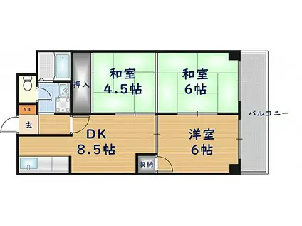 エトワールハイム川本(3DK/5階)の間取り写真