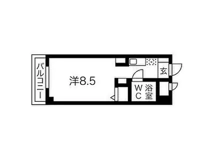 猪名寺パークマンションII(ワンルーム/2階)の間取り写真