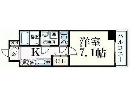 CAPITAL.I姫路(1K/6階)の間取り写真