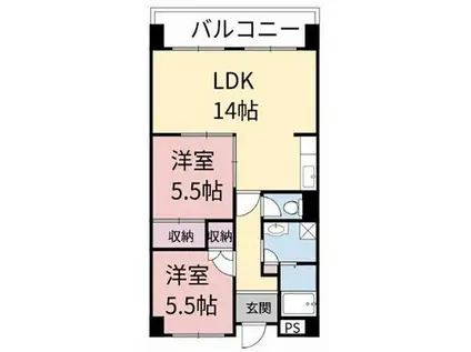 JR山陽本線 御着駅 徒歩10分 7階建 築37年(2LDK/4階)の間取り写真