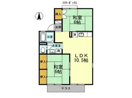 JR山陽本線 御着駅 徒歩15分 2階建 築32年(2LDK/2階)の間取り写真