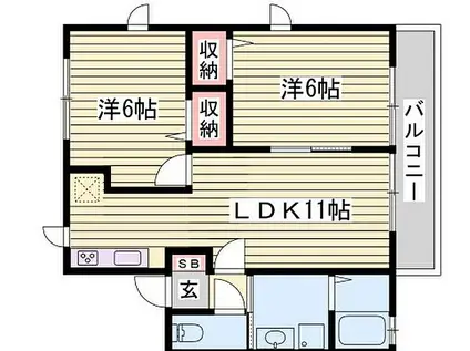 JR山陽本線 英賀保駅 徒歩30分 2階建 築21年(2LDK/1階)の間取り写真
