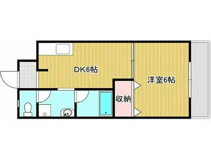 山陽電鉄本線 山陽姫路駅 徒歩20分 7階建 築39年(1DK/6階)の間取り写真